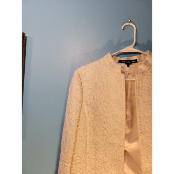 Linda Allard Ellen Tracy White Linen Embroidered Womens Blazer Jacket Size 8 - Picture 4 of 10